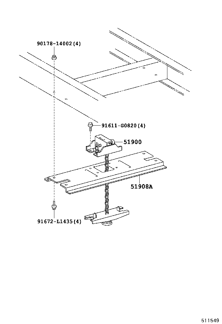 51908-37280 BRACKET SUB-ASSY, SPARE WHEEL MOUNTING product image