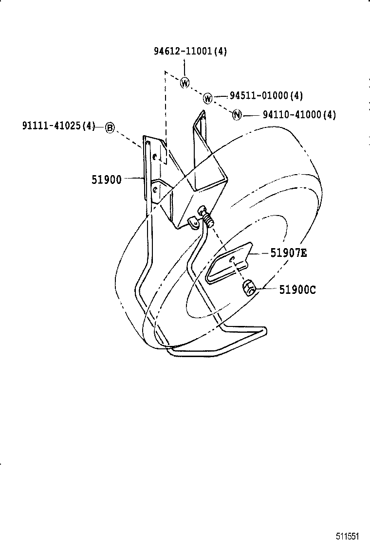 51920-36010 BRACKET SUB-ASSY, SPARE WHEEL CARRIER product image