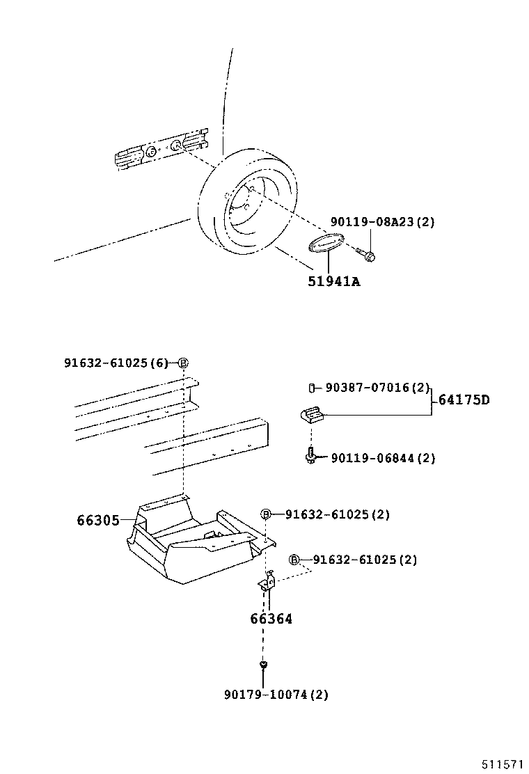 51908-37200 BRACKET SUB-ASSY, SPARE WHEEL CARRIER product image