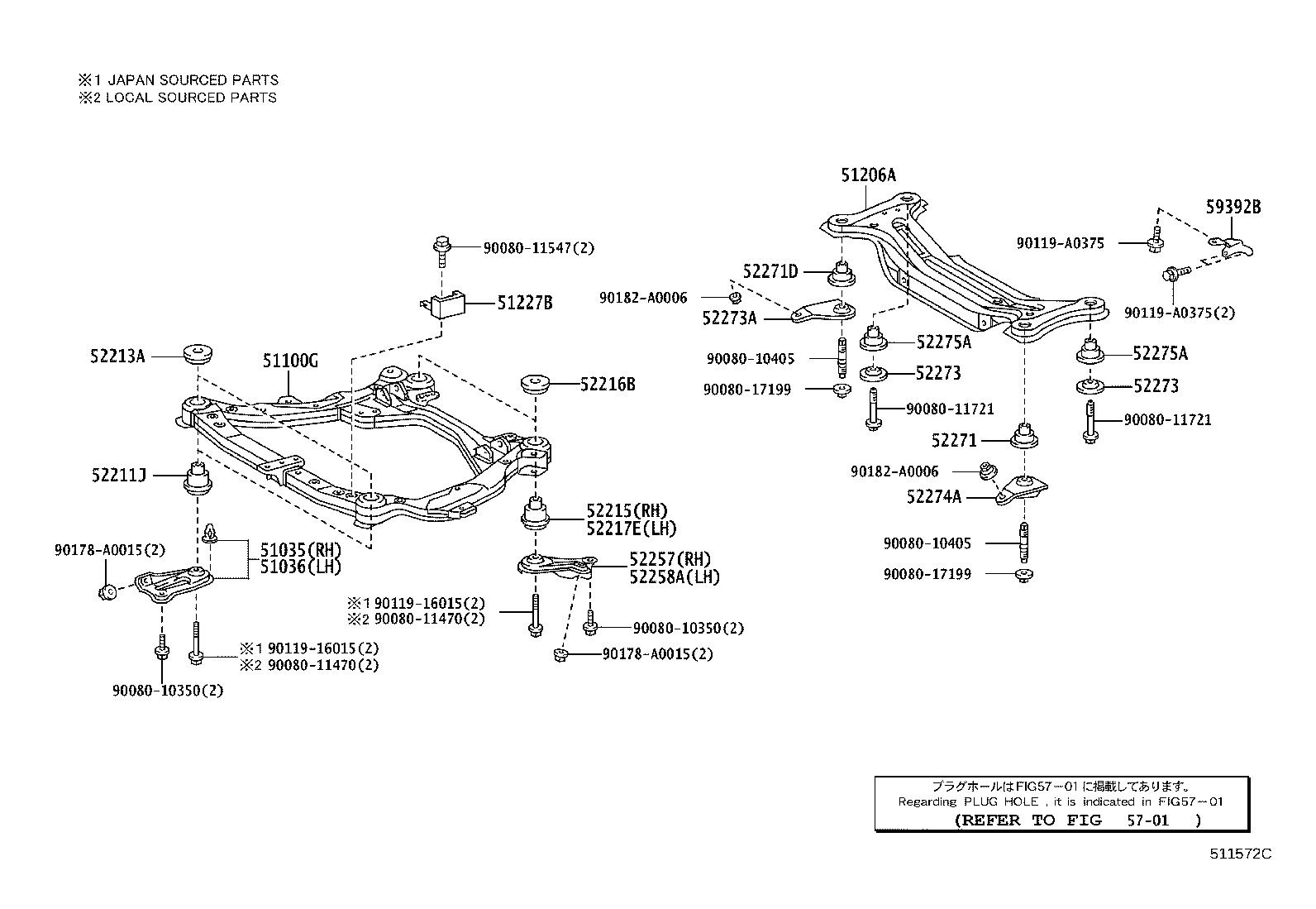 Toyota 51100-06110 FRAME ASSY, FRONT