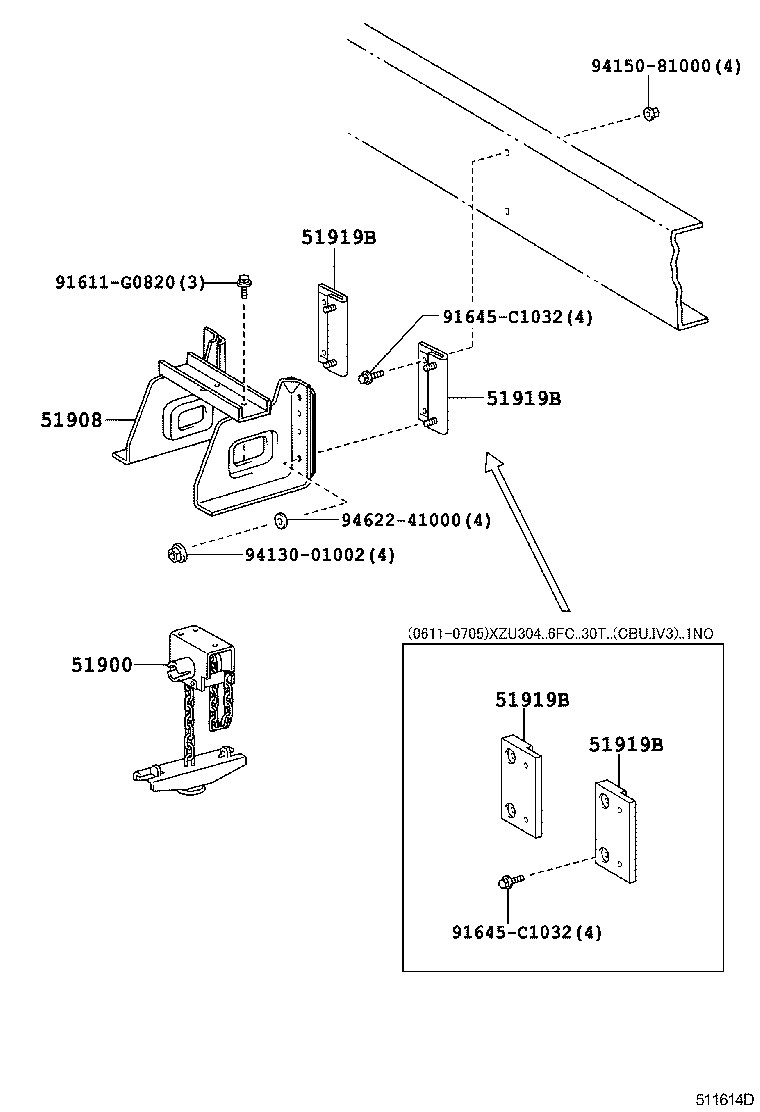 51919-37020 SPACER, SPARE WHEEL CARRIER product image