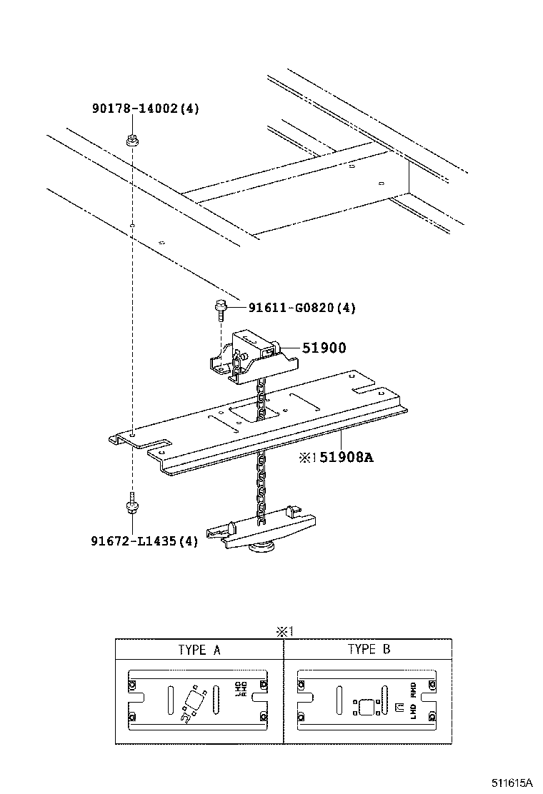 51919-37020 SPACER, SPARE WHEEL CARRIER product image