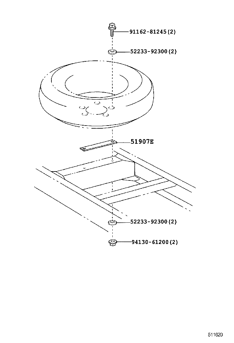 51919-37020 SPACER, SPARE WHEEL CARRIER product image