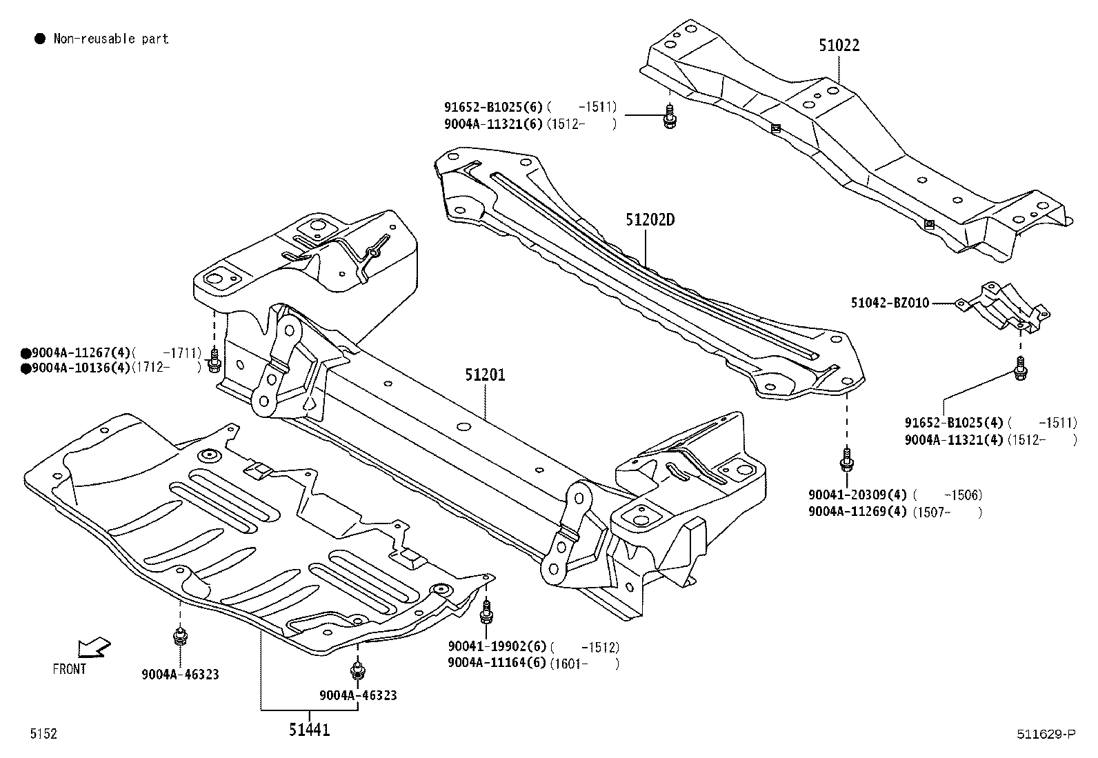 51202-BZ030 CROSSMENBER SUB-ASSY, FRONT SUSPENSION, LOWER product image