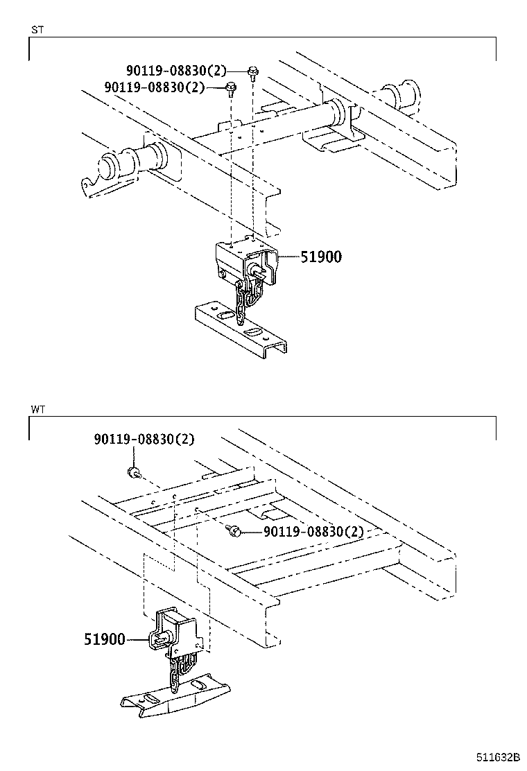 51908-37280 BRACKET SUB-ASSY, SPARE WHEEL MOUNTING product image