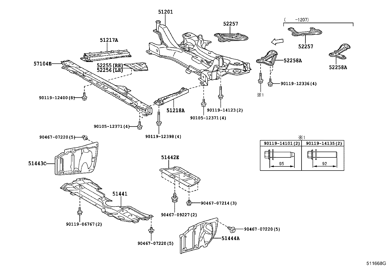 Toyota 52258-12010 BRACE, FRONT SUSPENSION MEMBER, REAR LH