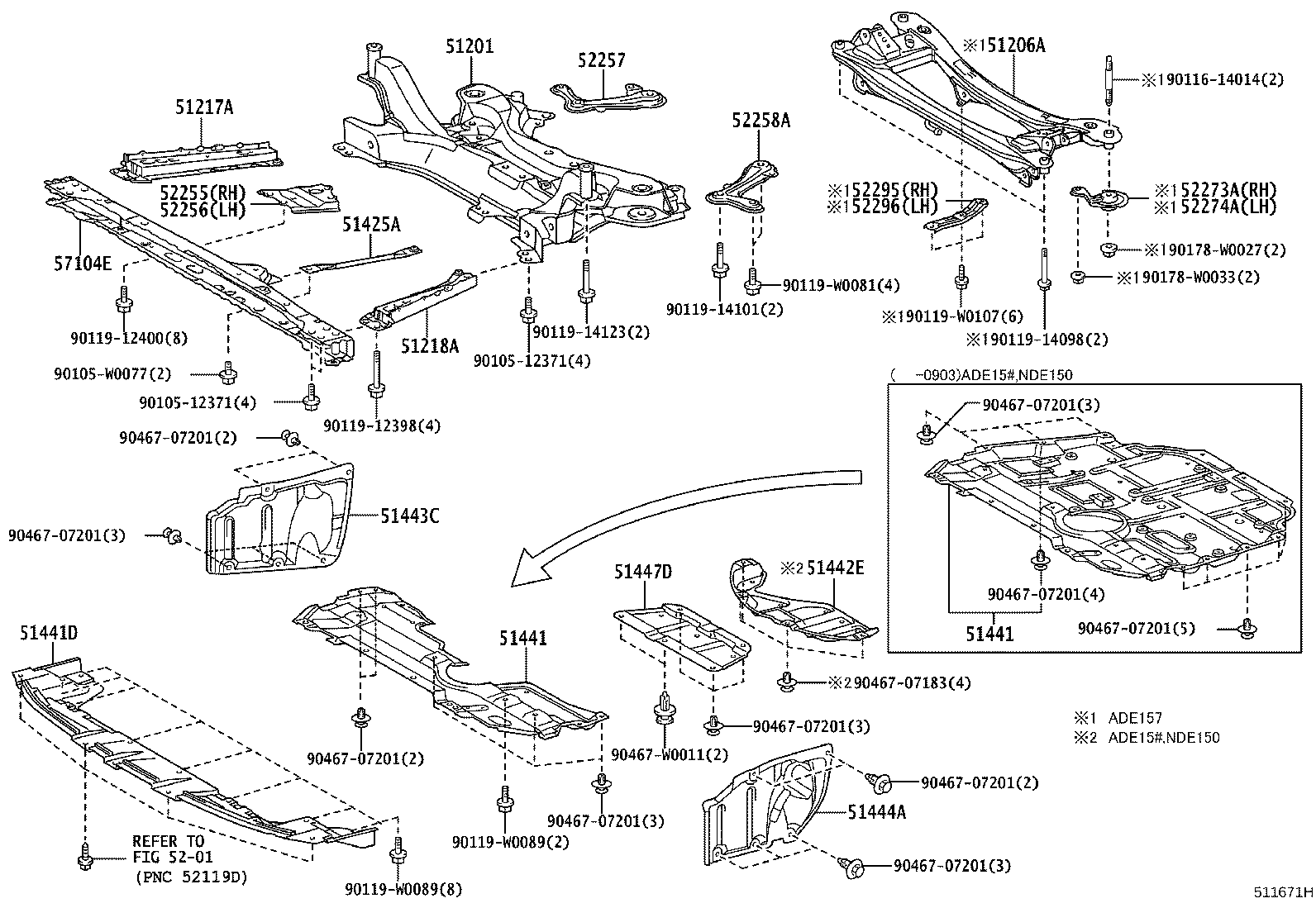 52295-12050 BRACE, REAR SUSPENSION MEMBER, RH product image
