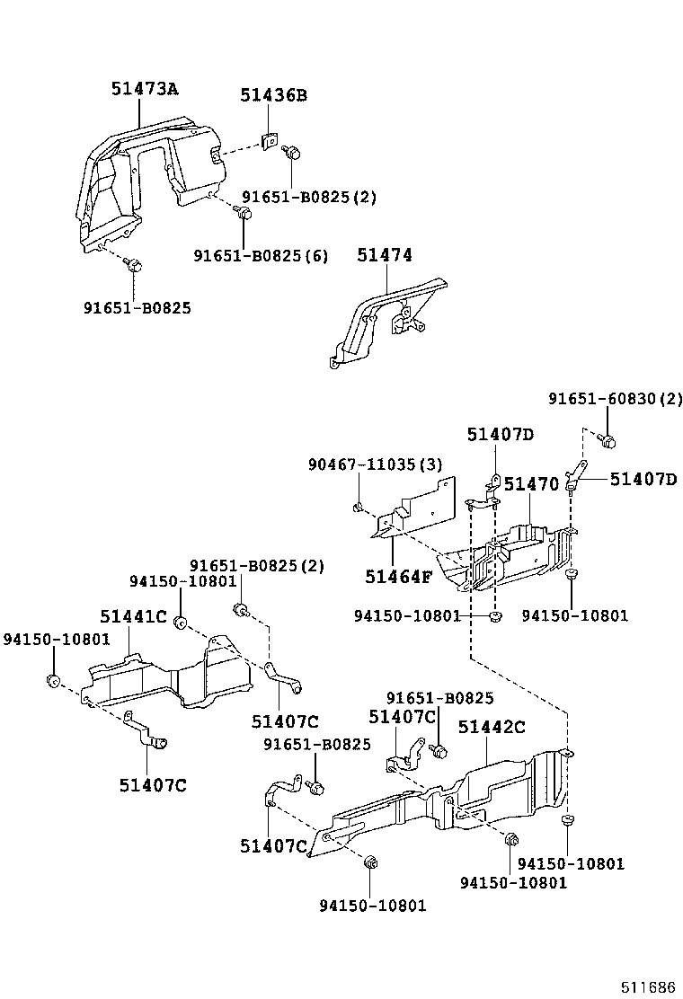 51440-37490 COVER, ENGINE UNDER, LH product image