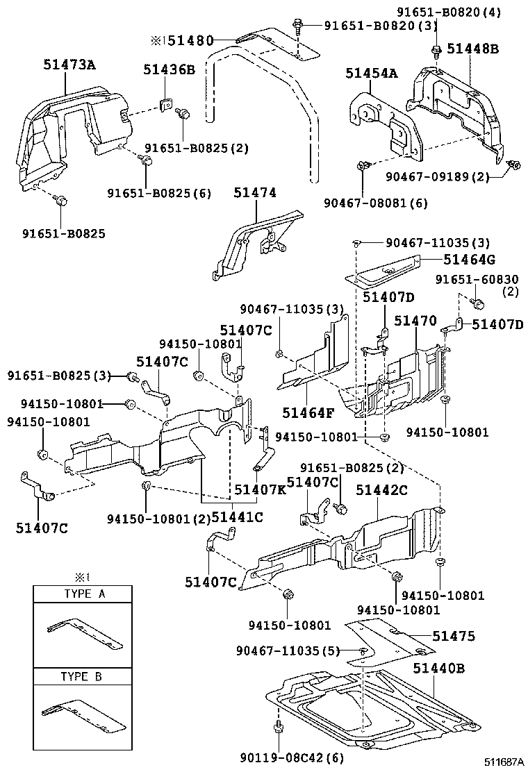 51440-37490 COVER, ENGINE UNDER, LH product image