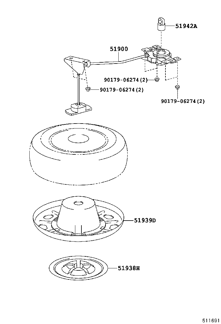 51939-48020 COVER, SPARE WHEEL CARRIER LOCK product image