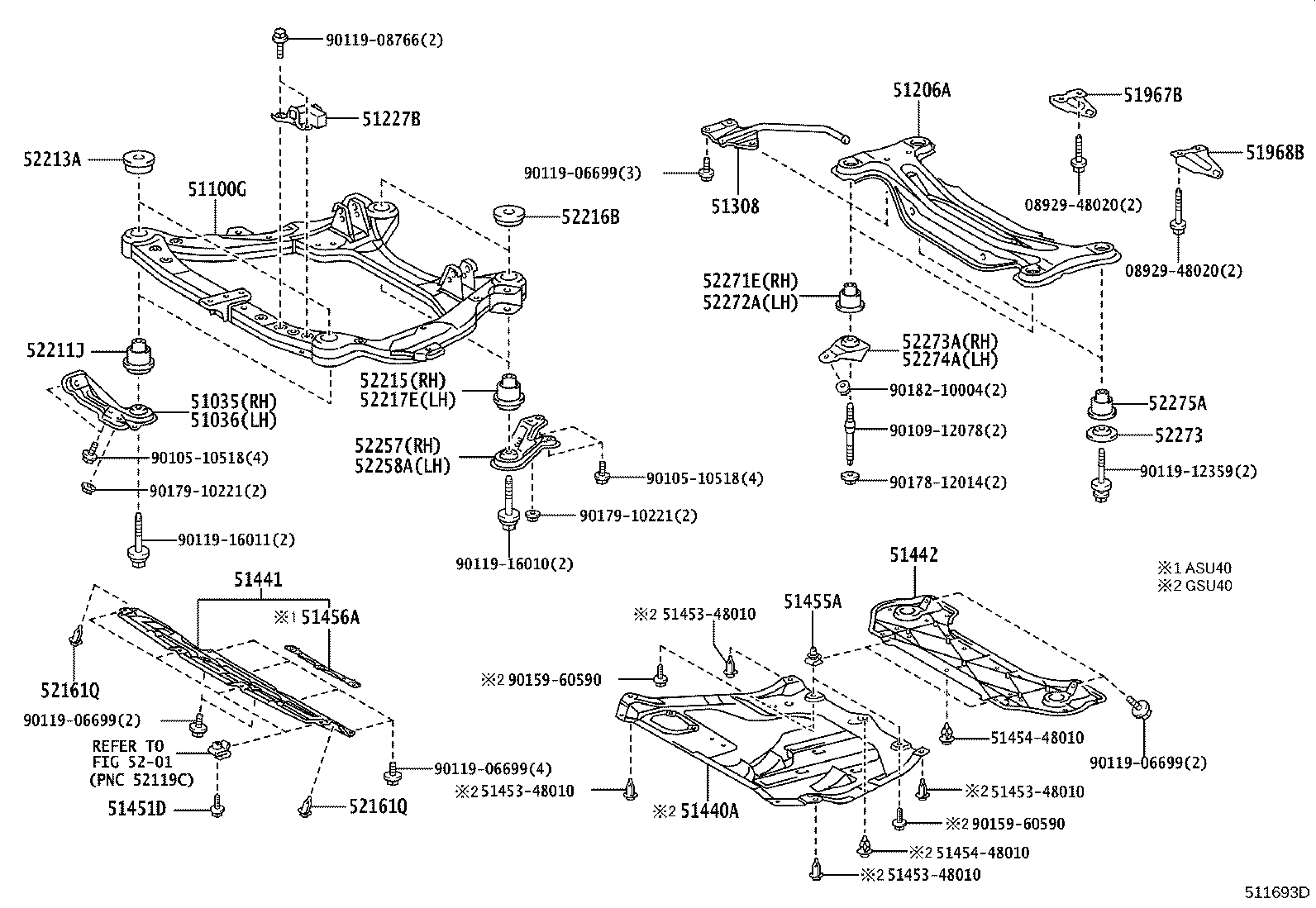 Toyota 51100-48061 FRAME ASSY, FRONT