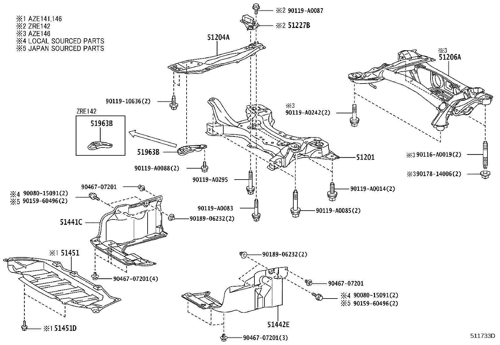Toyota 51227-02060 DAMPER, FRONT SUSPENSION MEMBER DYNAMIC