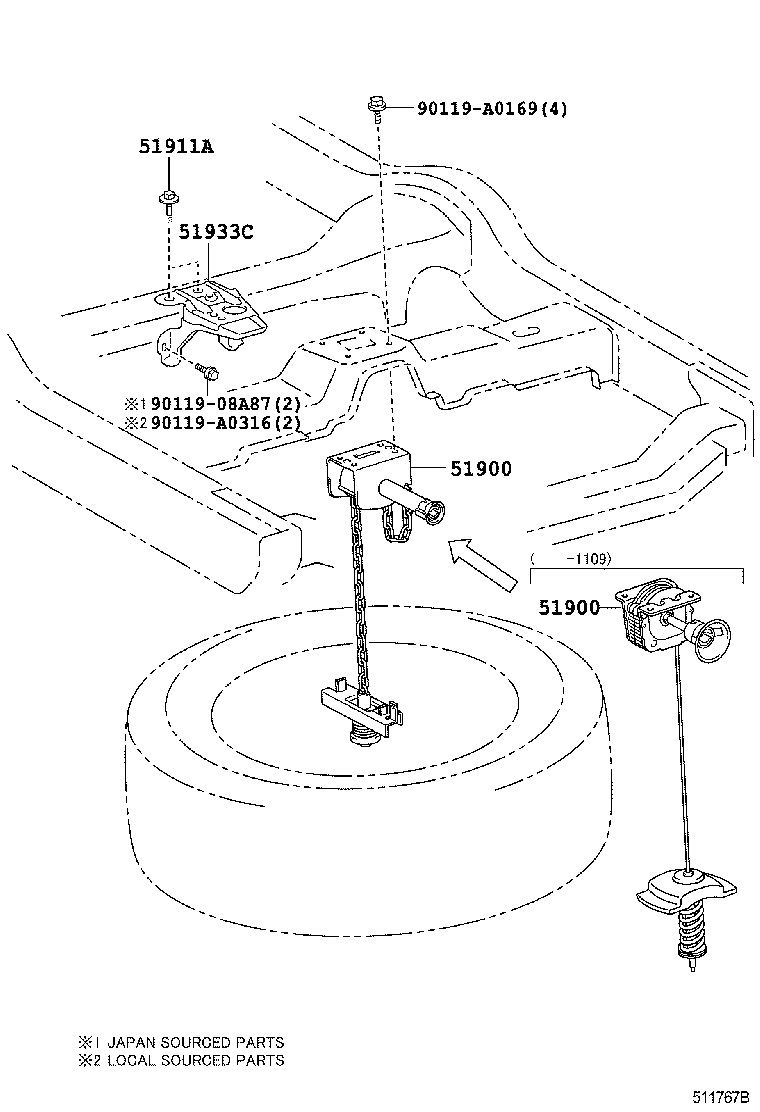 Toyota 51903-0C010 STOPPER, SPARE WHEEL