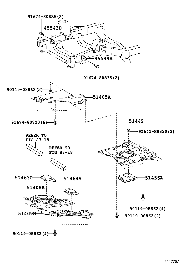 Toyota 51409-60100 COVER SUB-ASSY, ENGINE UNDER, LH
