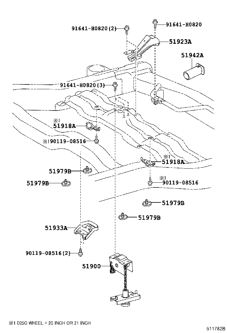 Toyota 51933-60230 STOPPER, SPARE WHEEL, NO.1