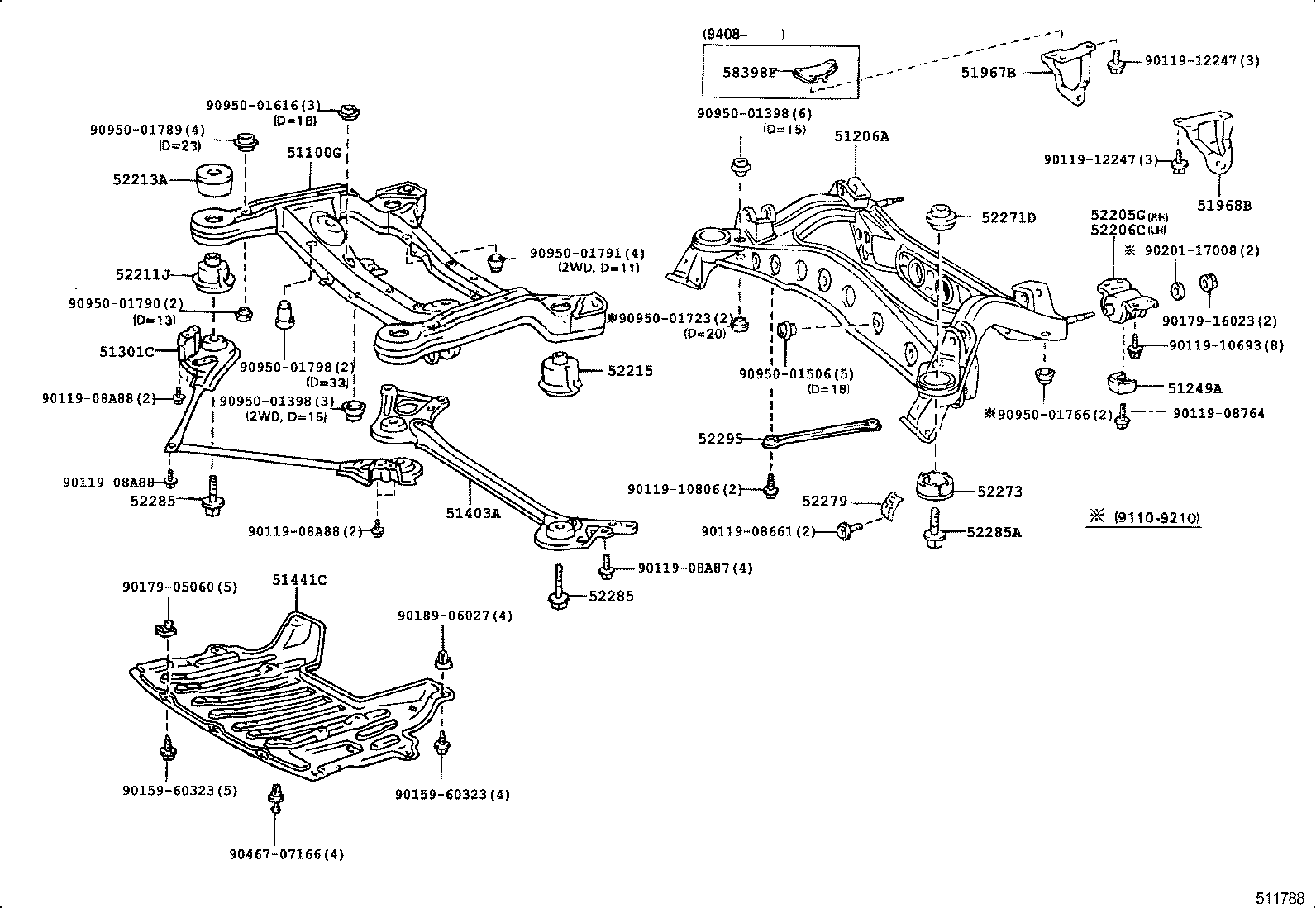 52271-30020 CUSHION, REAR SUSPENSION MEMBER BODY MOUNTING, FRONT product image