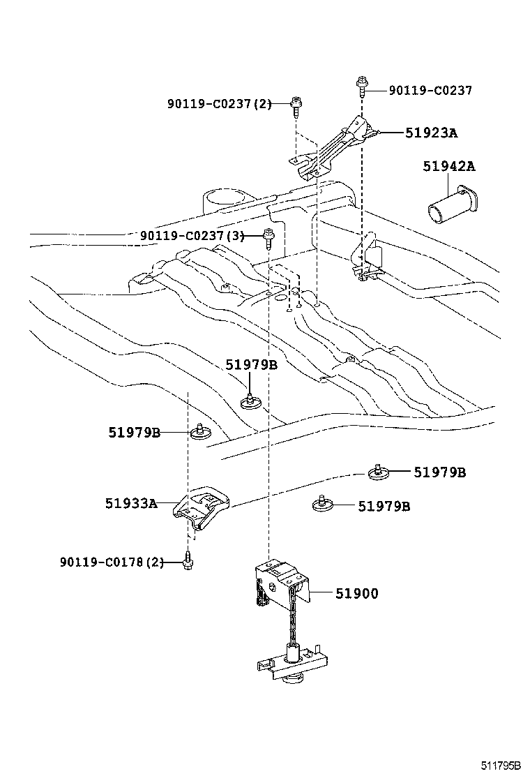 51923-60040 GUIDE, SPARE WHELL CARRIER HANDLE product image