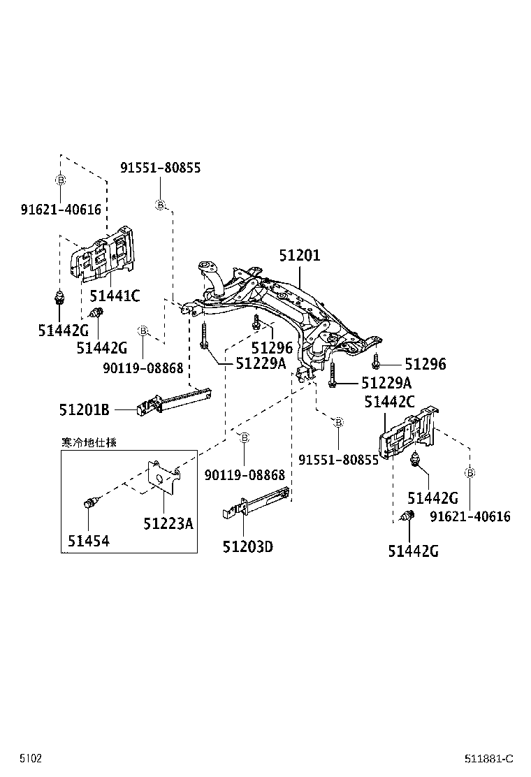 51201-B1100 CROSSMEMBER SUB-ASSY, FRONT SUSPENSION product image