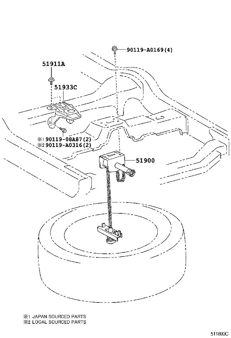 51903-0C010 STOPPER, SPARE WHEEL product image