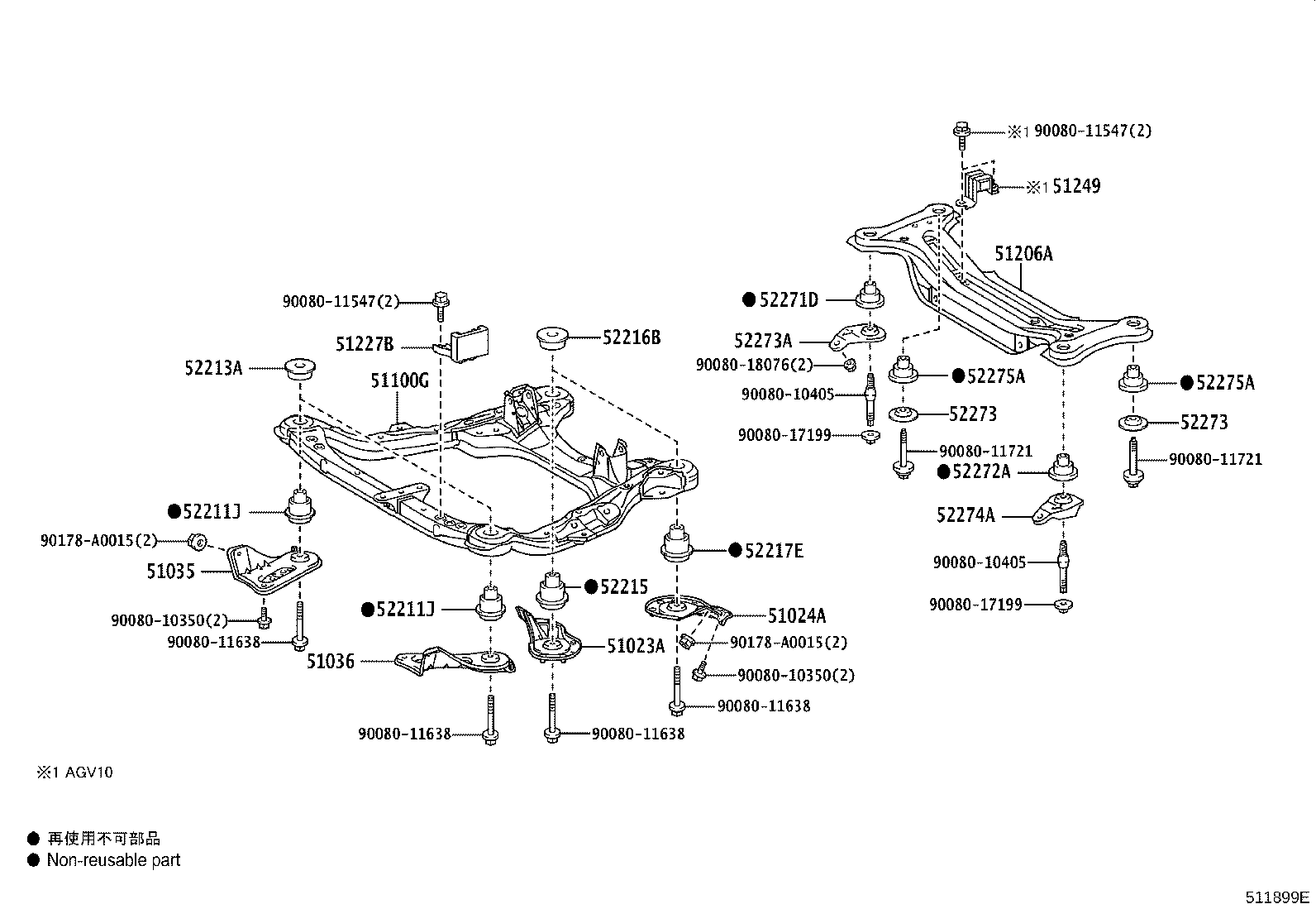 Toyota 51100-0T020 FRAME ASSY, FRONT
