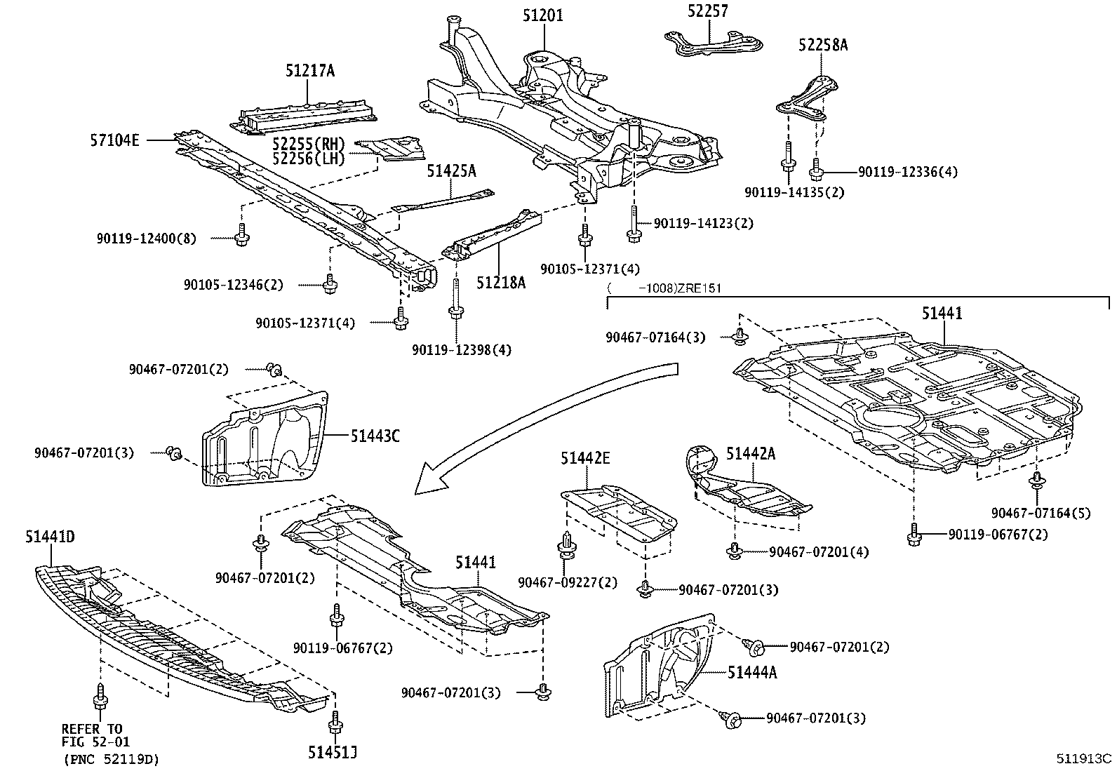 51107-12010 REINFORCEMENT, FRONT SUSPENSION MEMBER, RH product image