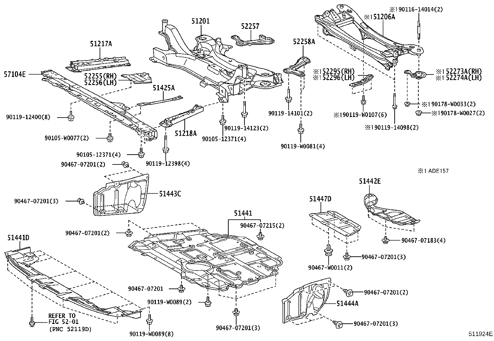 52295-12050 BRACE, REAR SUSPENSION MEMBER, RH product image