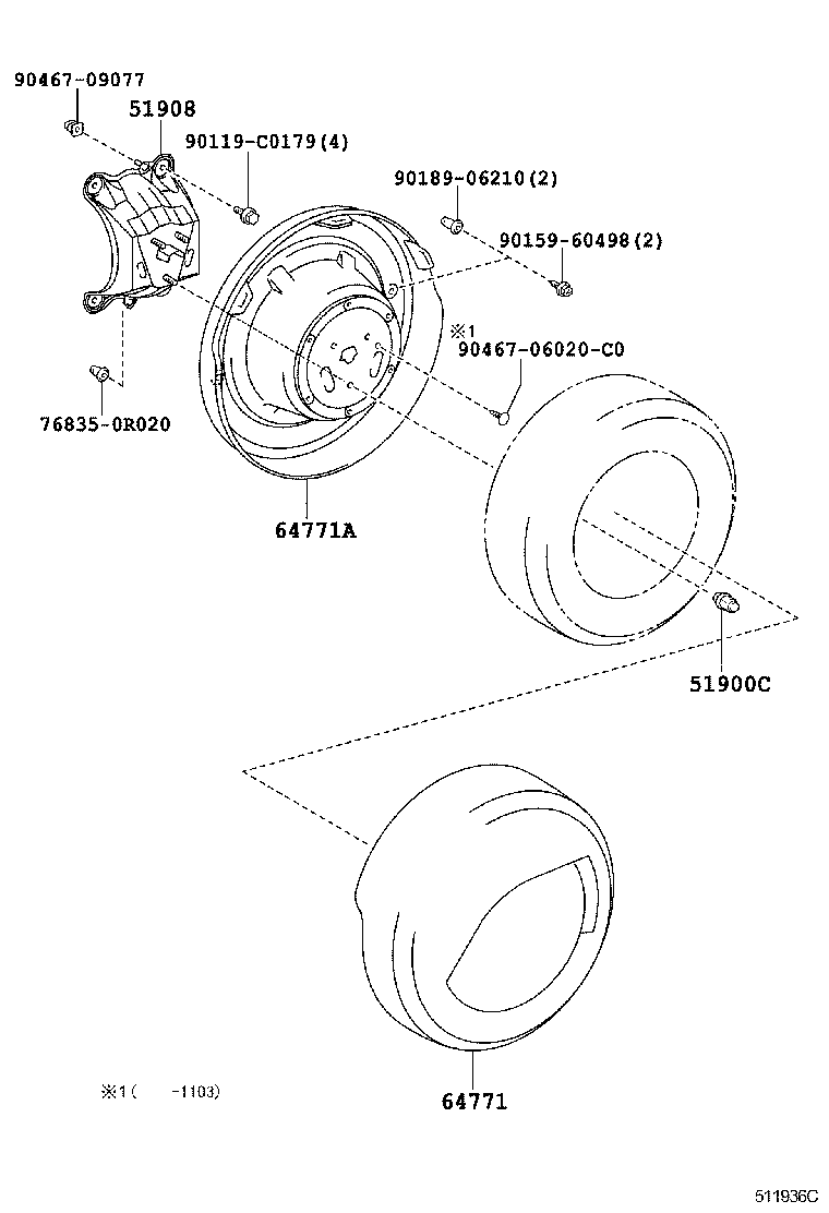 51908-0R021 BRACKET SUB-ASSY, SPARE WHEEL CARRIER product image