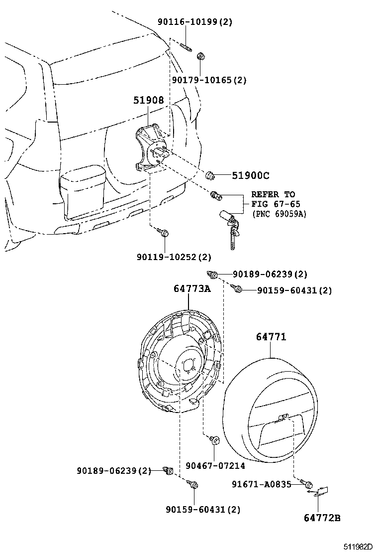 51908-60201 BRACKET SUB-ASSY, SPARE WHEEL CARRIER product image