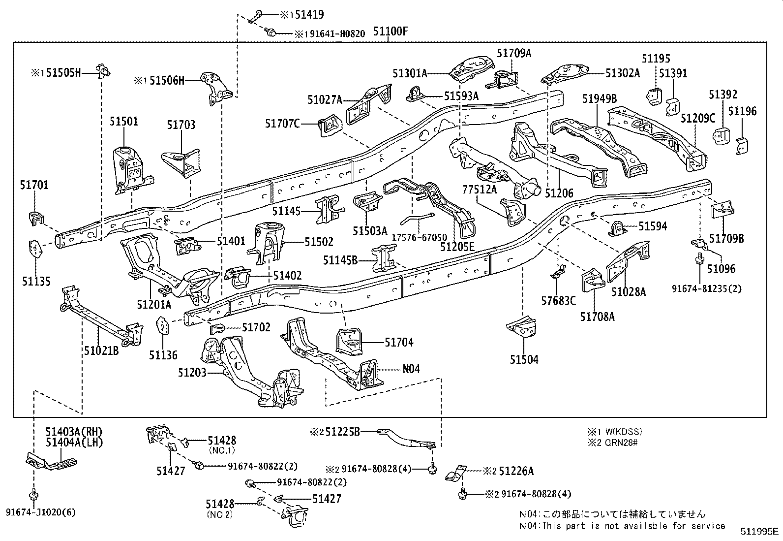 Toyota 51001-35B00 FRAME SUB-ASSY