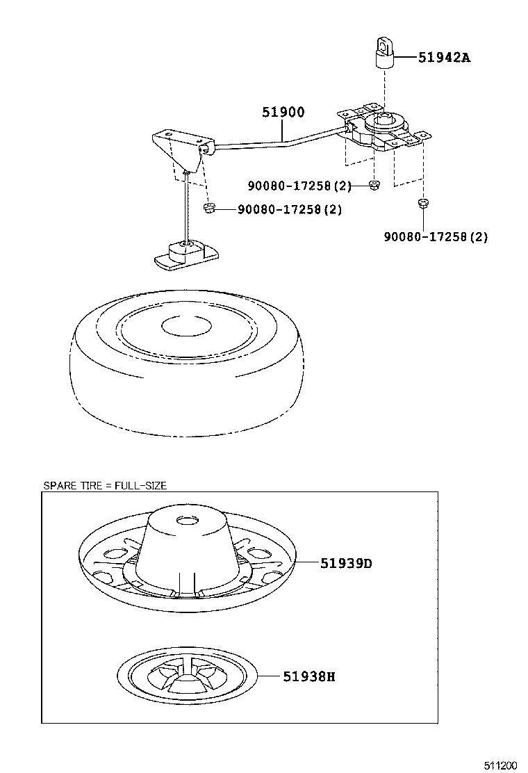 51900-0E021 CARRIER ASSY, SPARE WHEEL product image