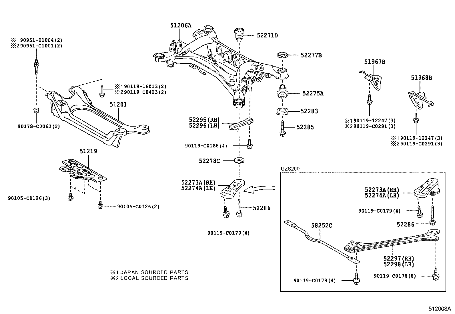 51206-0N022 MEMBER SUB-ASSY, REAR SUSPENSION product image