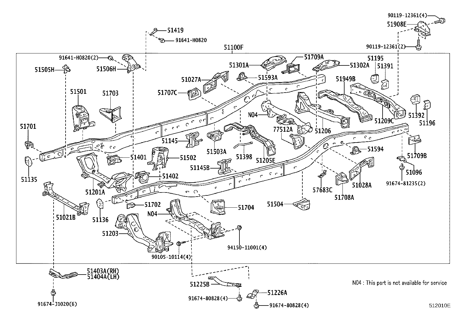 Toyota 51001-60M90 FRAME SUB-ASSY