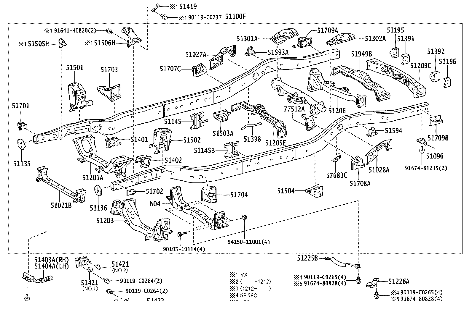 51225-0G010 BRACKET, FRONT SUSPENSION MEMBER, RH product image