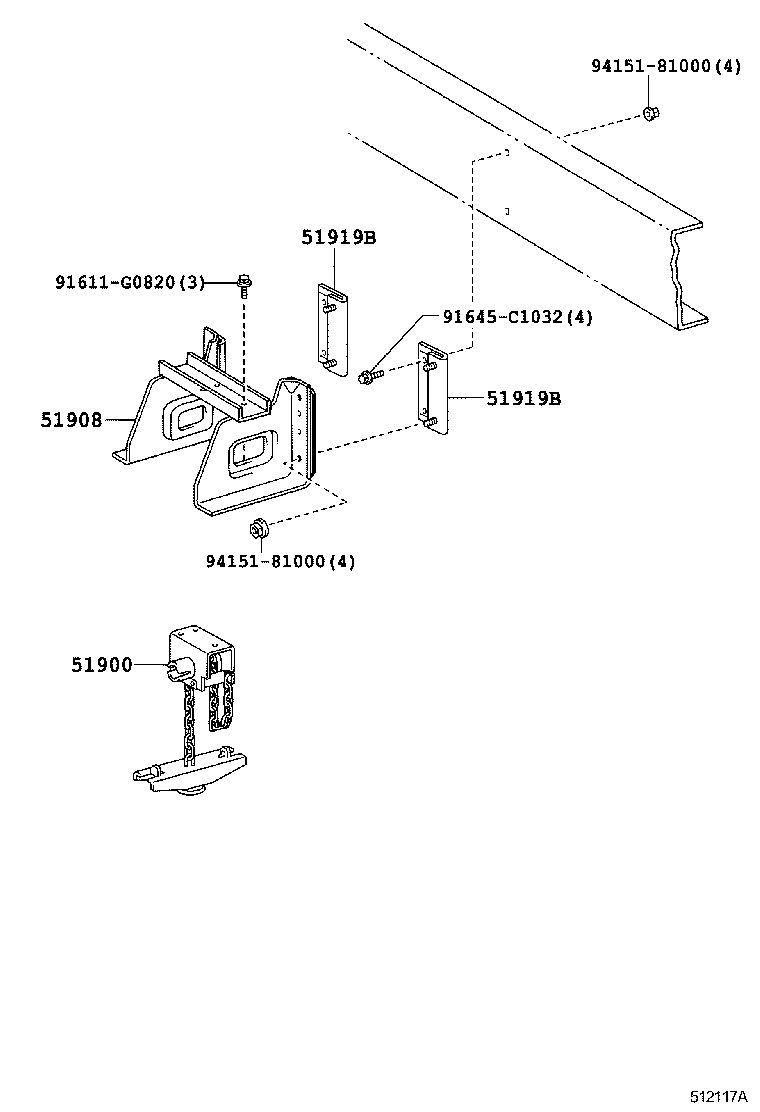 51908-37560 BRACKET SUB-ASSY, SPARE WHEEL MOUNTING product image