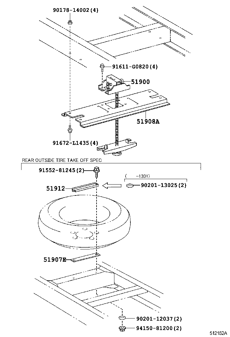51908-37571 BRACKET SUB-ASSY, SPARE WHEEL MOUNTING product image
