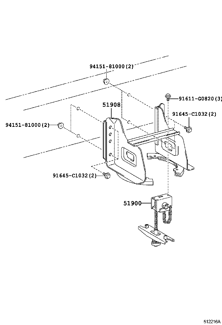 51908-37600 BRACKET SUB-ASSY, SPARE WHEEL CARRIER product image