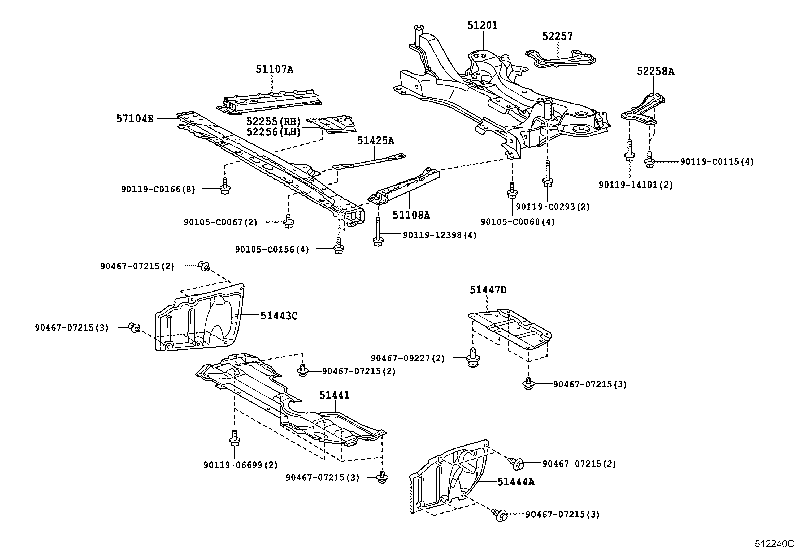 51443-02070 COVER, ENGINE UNDER, REAR RH product image