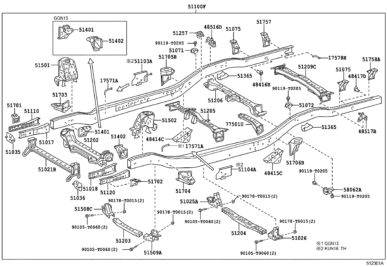 Toyota 51001-0K375 FRAME SUB-ASSY