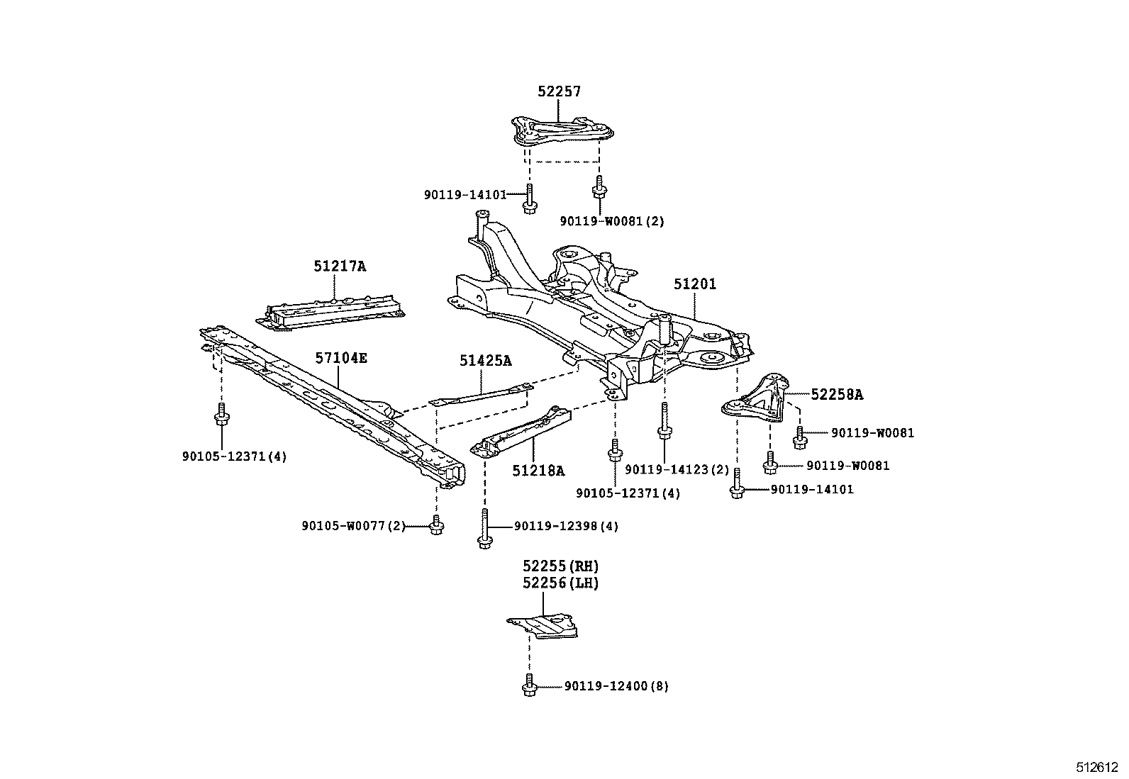51108-02010 REINFORCEMENT, FRONT SUSPENSION MEMBER, LH product image