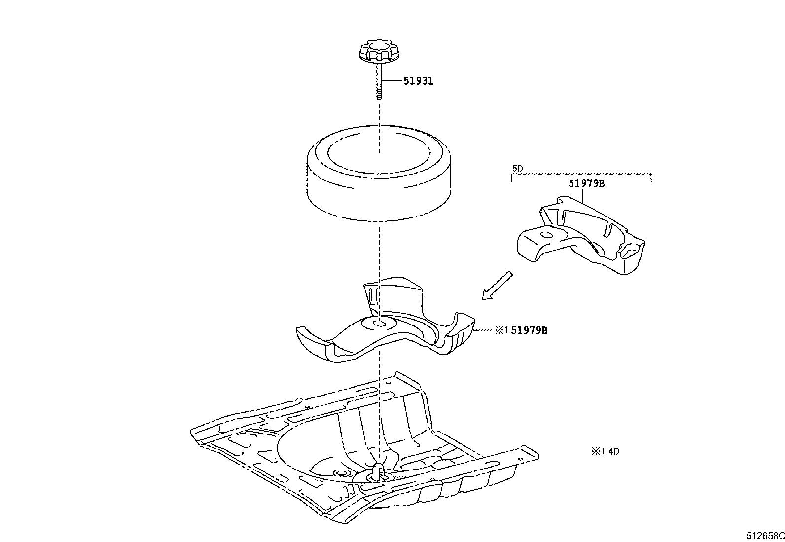 51931-0D110 CARRIER, SPARE WHEEL, NO.1 product image