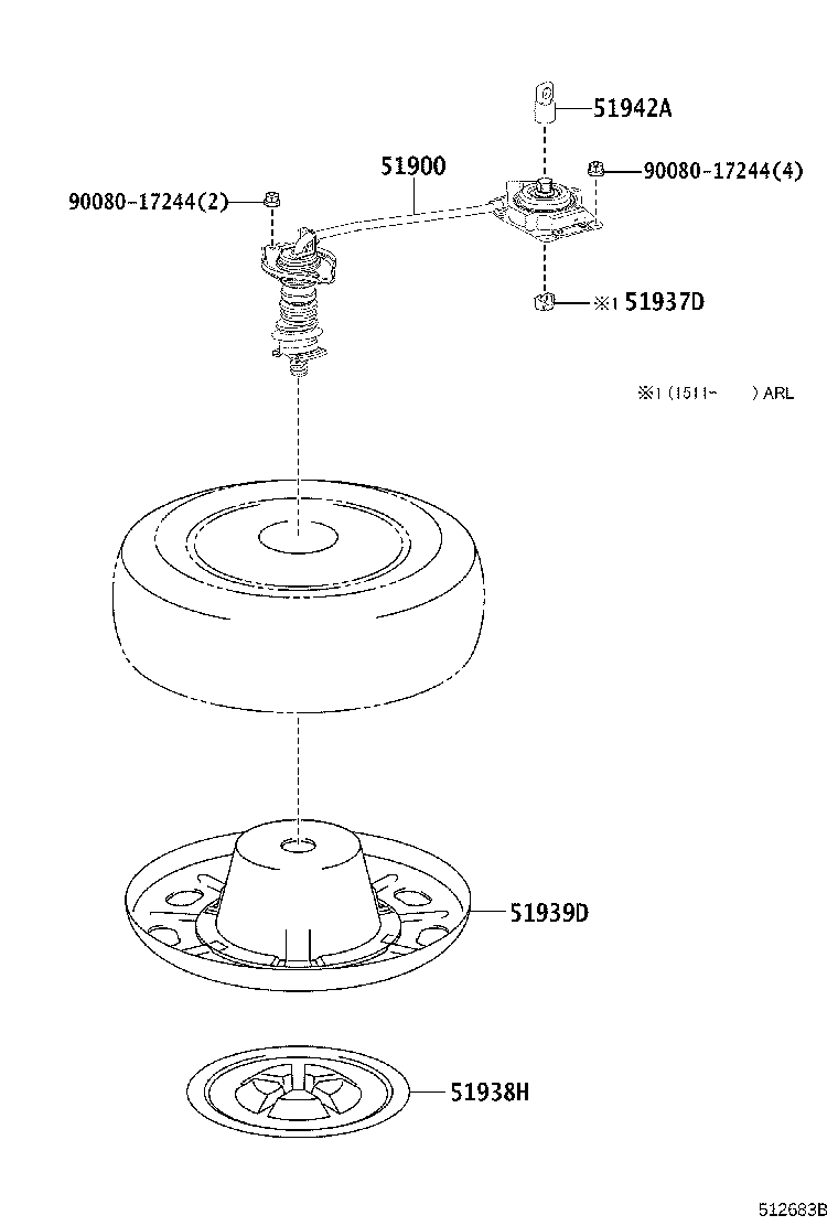 51938-0E030 COVER, SPARE WHEEL CARRIER HINGE, LWR product image