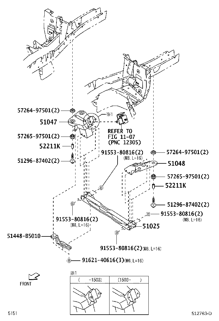 51047-B5050 BRACKET SUB-ASSY, ENGINE MOUNTING & UPPER ARM, RH product image