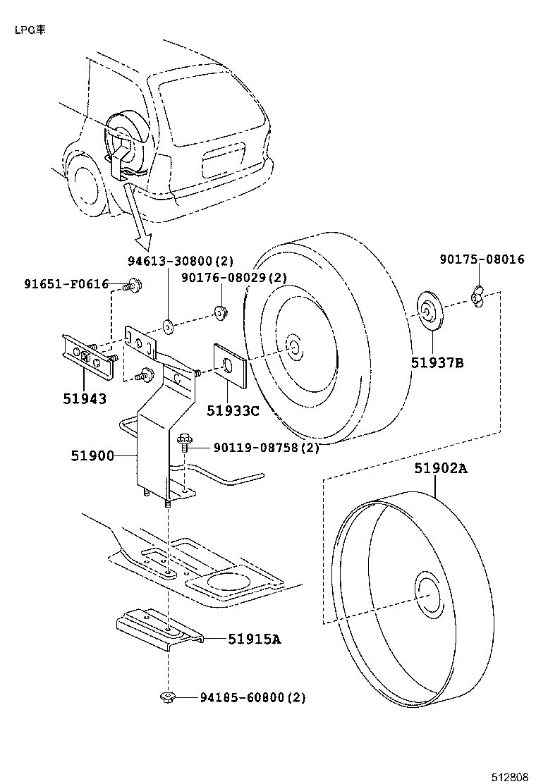 51932-13060 BRACKET, SPARE WHEEL CARRIER, NO.1 product image