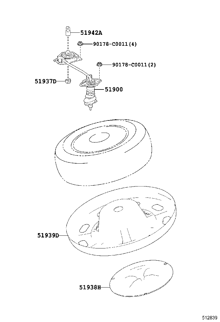 51939-0E040 COVER, SPARE WHEEL CARRIER LOCK product image