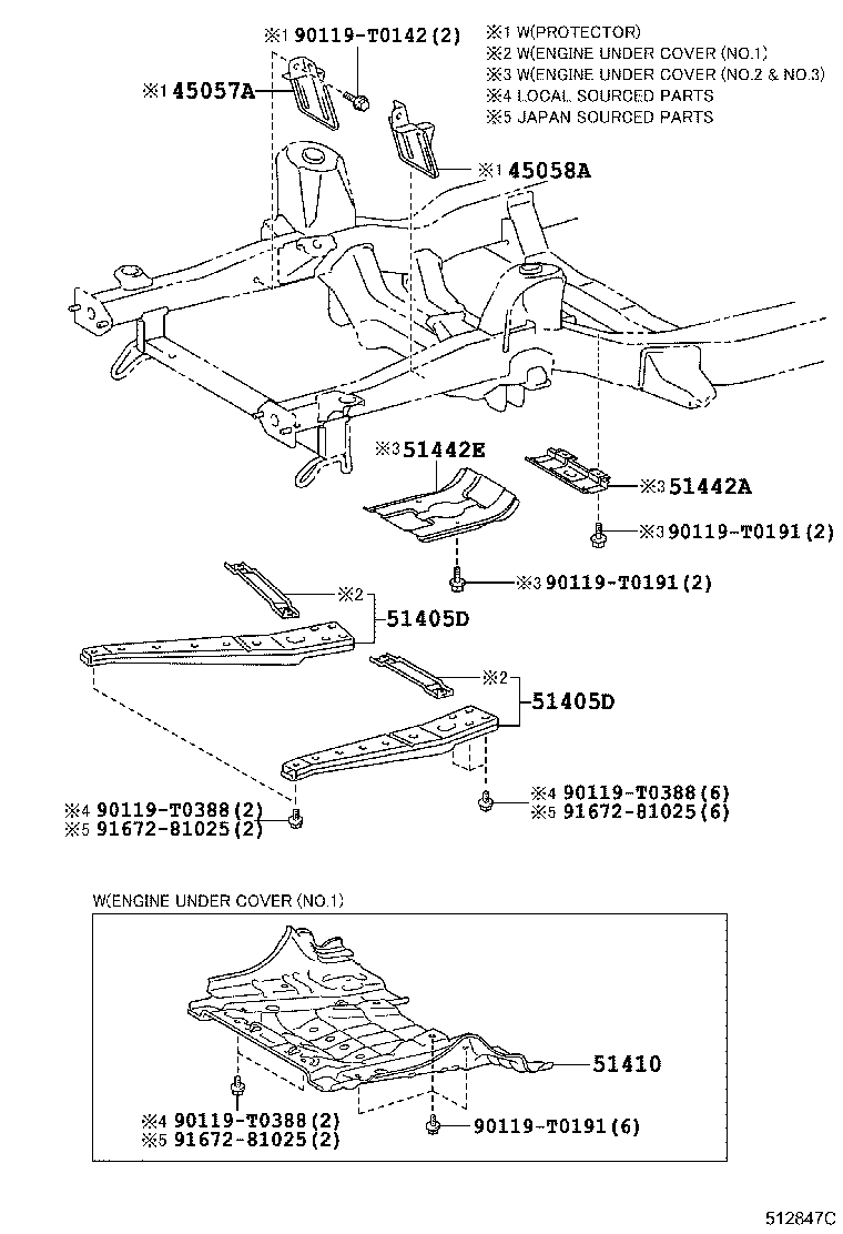 Toyota 51410-KK020 COVER ASSY, ENGINE UNDER, NO.1