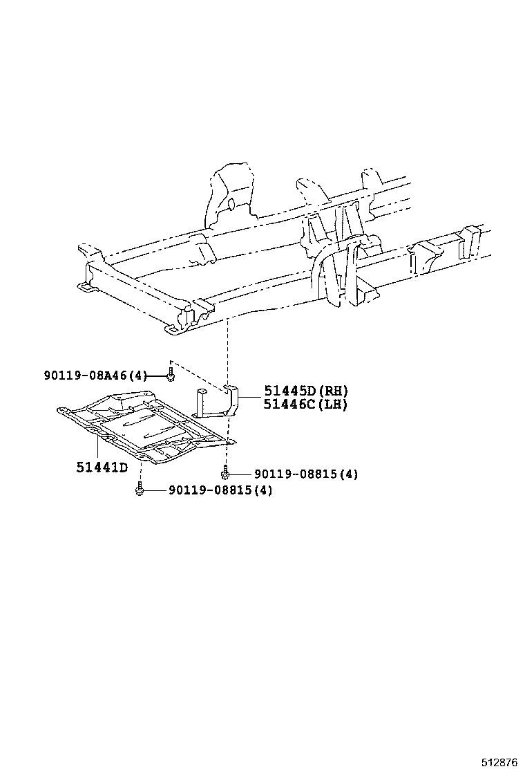 51445-0S010 BRACKET, ENGINE UNDER COVER, RH product image