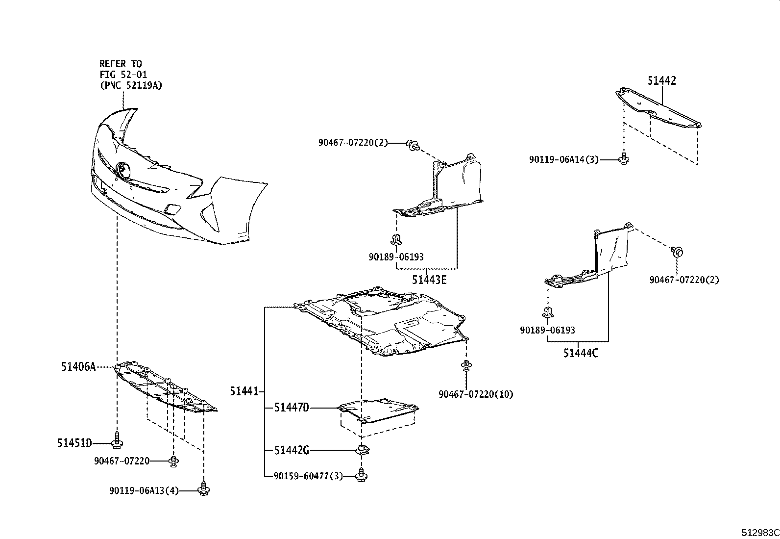 Toyota 51444-47010 COVER, MOTOR UNDER, REAR LH