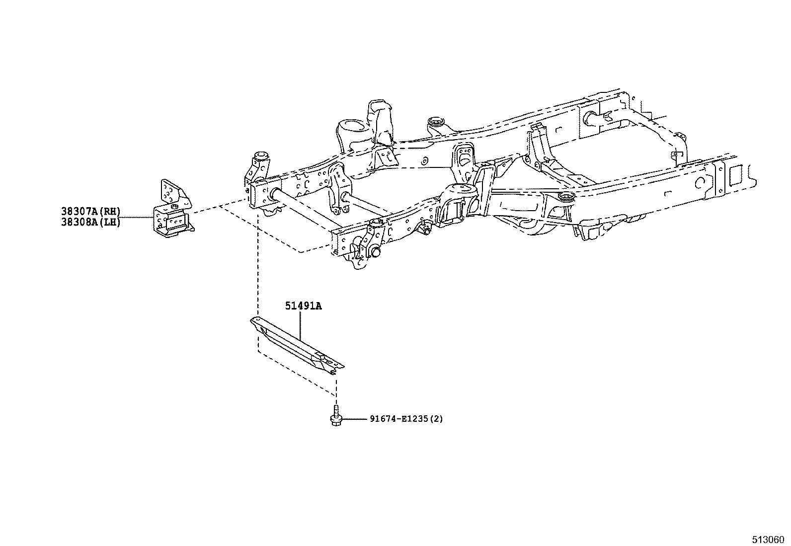 51023-60020 BRACKET SUB-ASSY, FRONT SUSPENSION MEMBER, RH product image