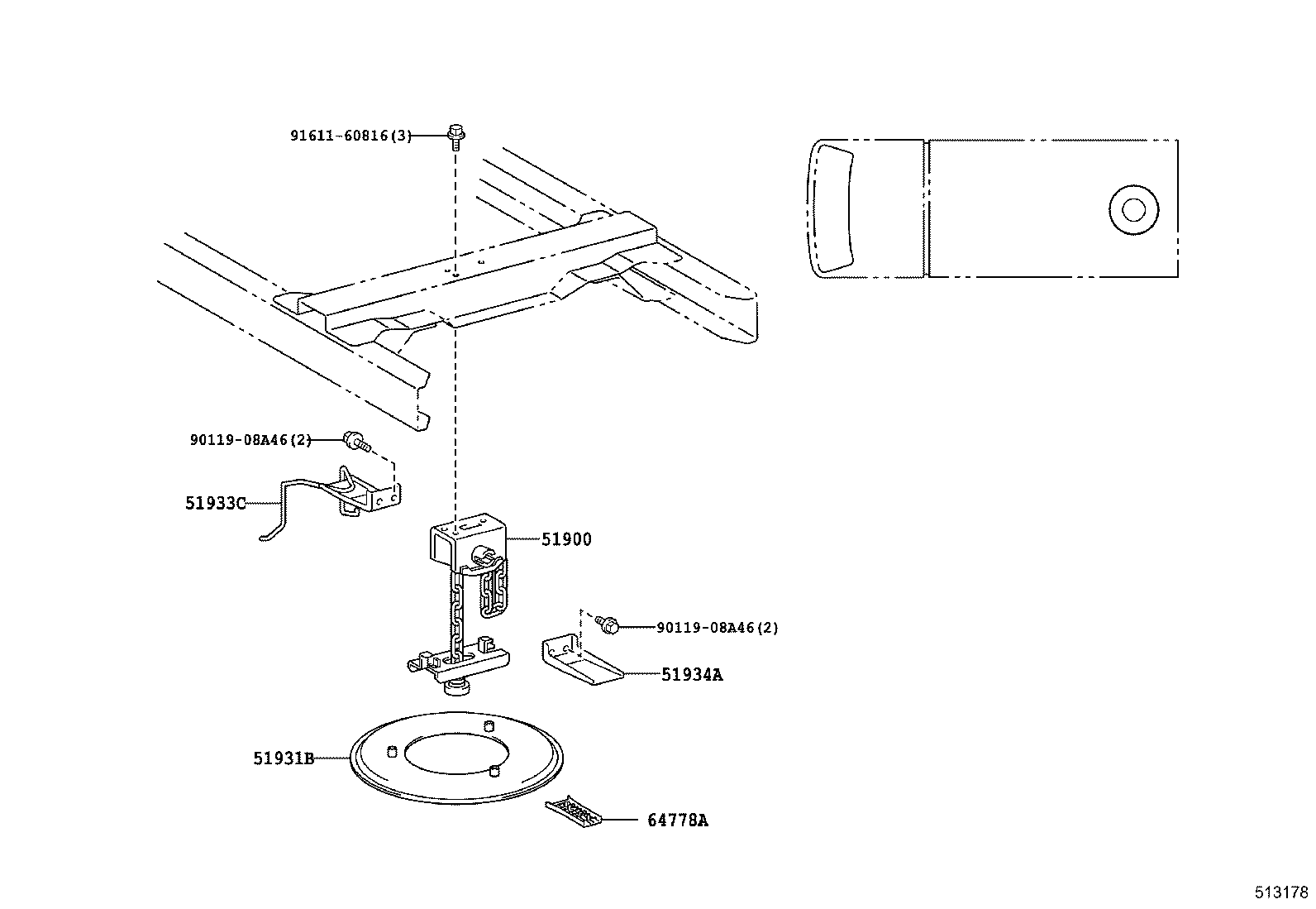 51908-25010 BRACKET SUB-ASSY, SPARE WHEEL CARRIER product image