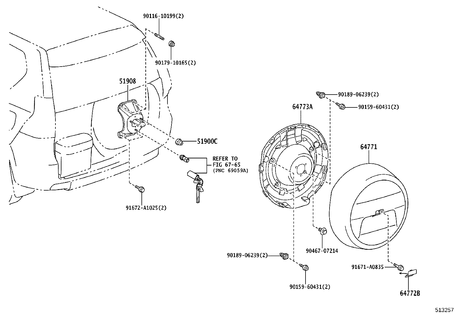 51908-0G020 BRACKET SUB-ASSY, SPARE WHEEL CARRIER product image